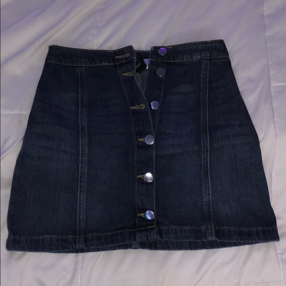 button up blue jean skirt